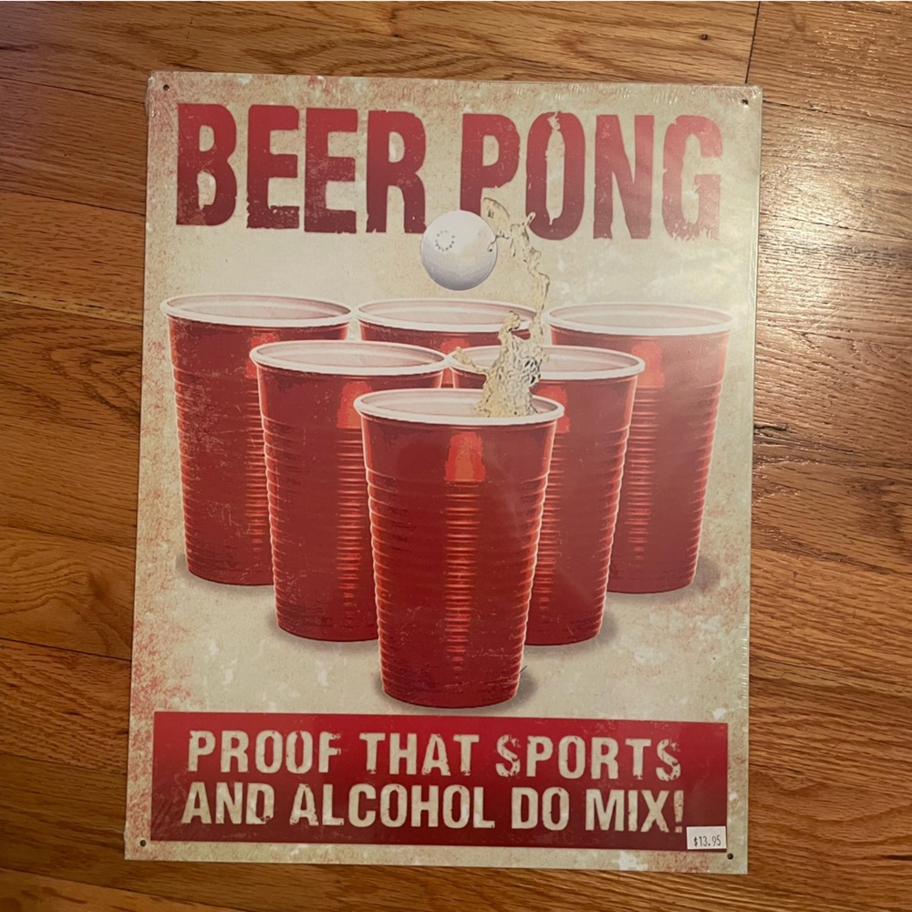 Beer Pong Funny Metal Sign